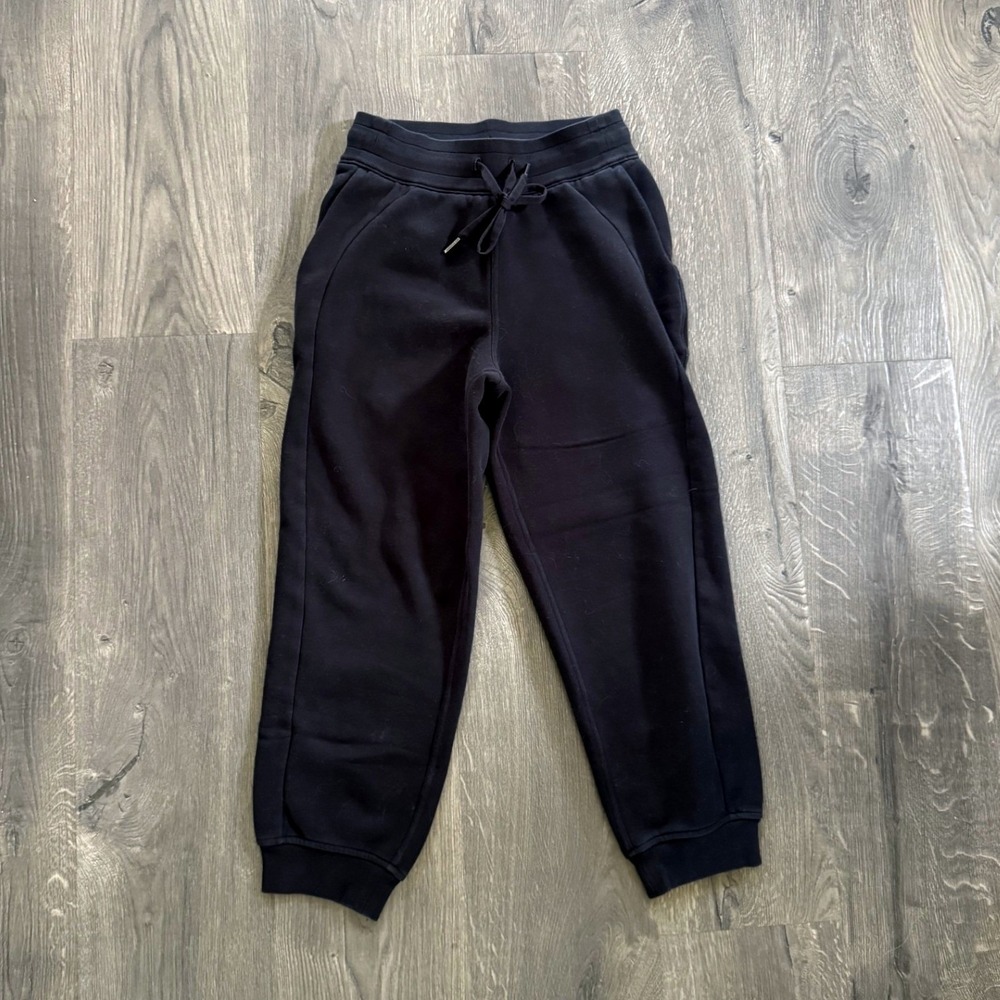 Lululemon Scuba High Rise Cropped Jogger Pant 4 Black Cotton Fleece Excellent